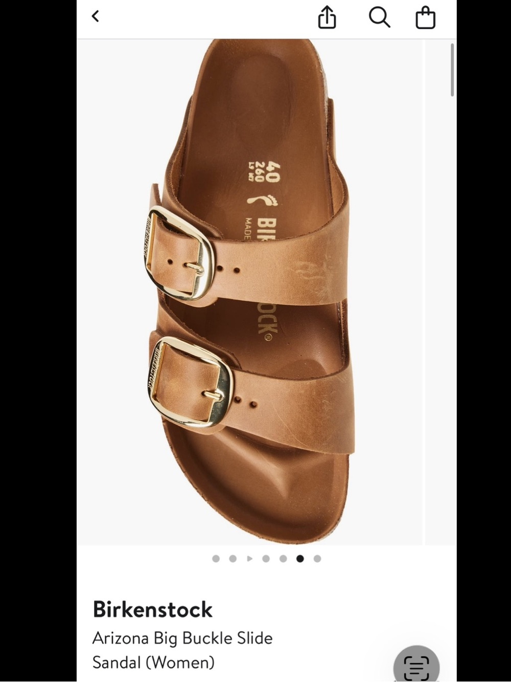 Birkenstock Arizona Big Buckle Slide Sandal - antique cognac size 38 (7.5)